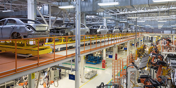An automotive manufacturing assembly line