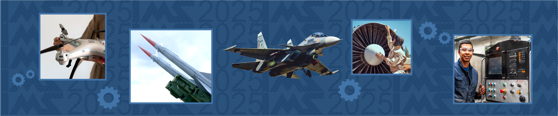 Image displays various aspects of the Indian aerospace and defence industry